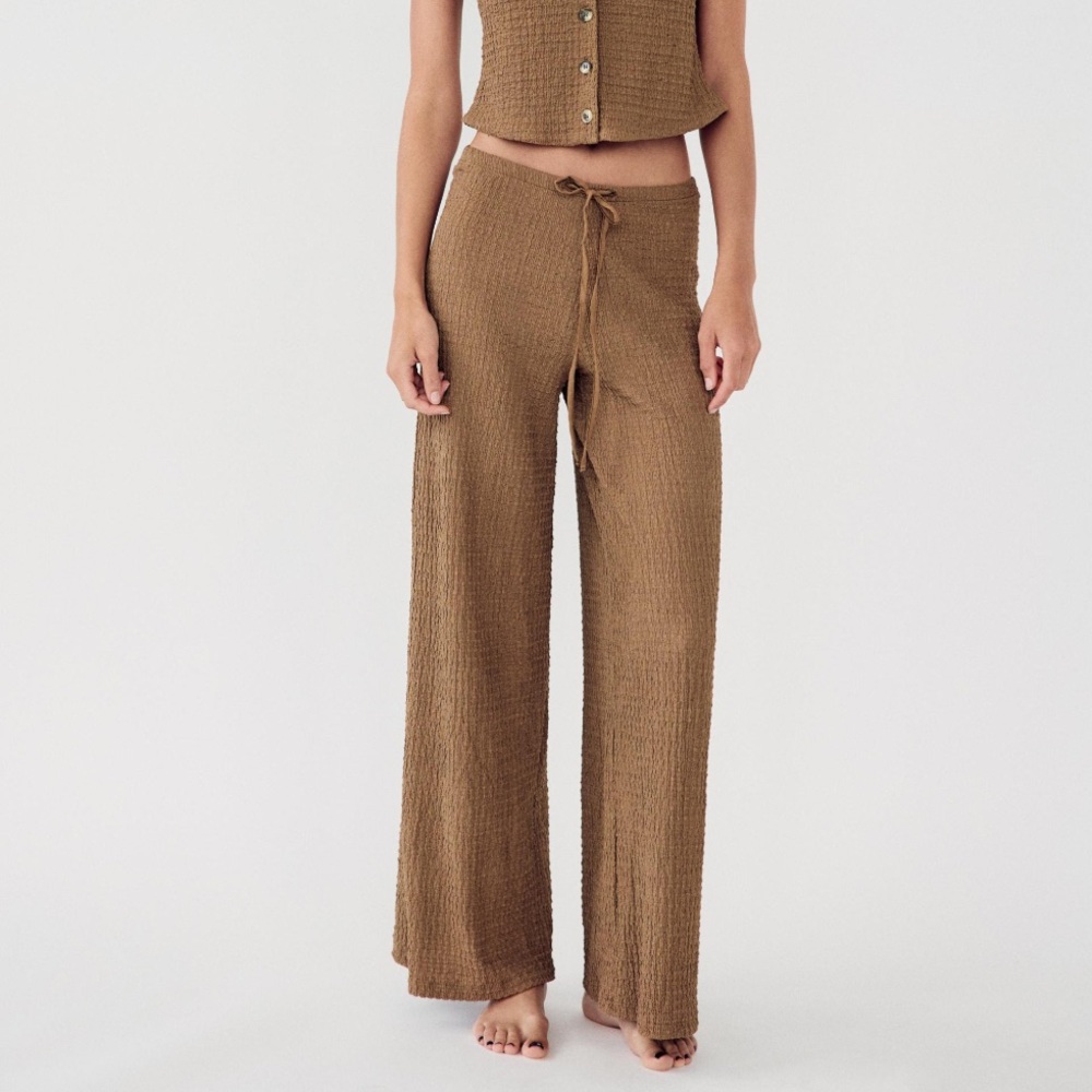 Textured straight leg pants